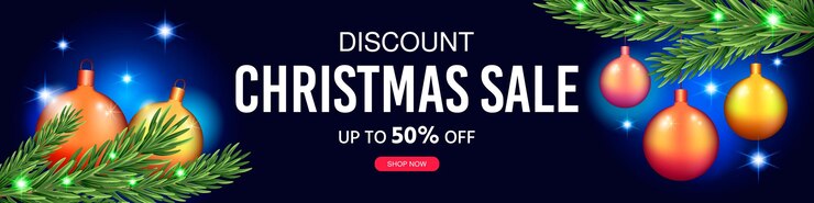 Banner de venta de descuento de feliz Navidad