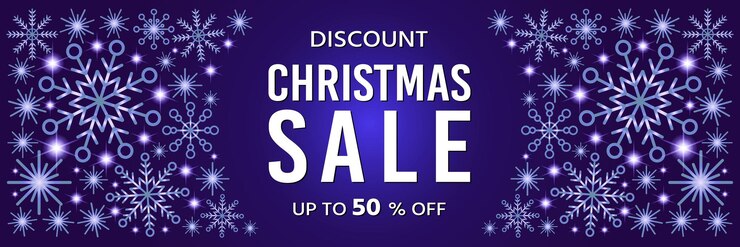 Banner de venta de descuento de feliz Navidad