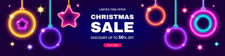 Banner de venta de descuento de feliz Navidad