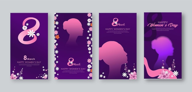 Vector banner de venta del día internacional de la mujer en las redes sociales, post en la web, banner en la plantilla de la historia de instagram