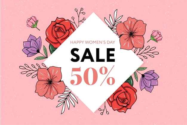 Banner de venta del día de la mujer feliz