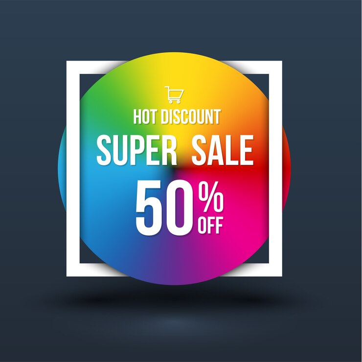 Vector banner de venta para elemento publicitario de descuento de promoción.