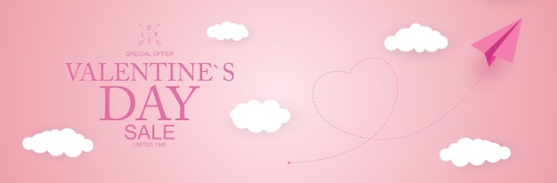 Vector banner de venta de feliz día de san valentín