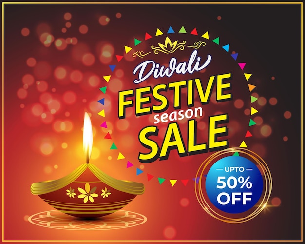 Banner de venta de festival indio feliz diwali