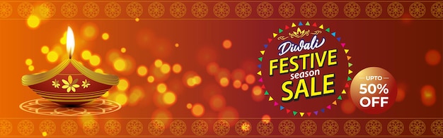 Banner de venta de festival indio feliz diwali