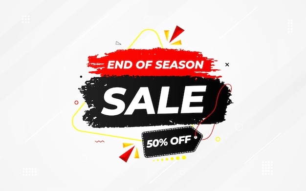 Banner de venta de fin de temporada Diseño de la etiqueta de precio de la oferta de temporada Diseños de etiquetas de festival de descuento de productos Estampa de banner de superventa de temporada Venta plana Ilustración vectorial