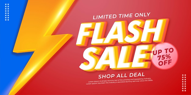 Banner de venta Flash realista con plantilla de diseño de icono de perno