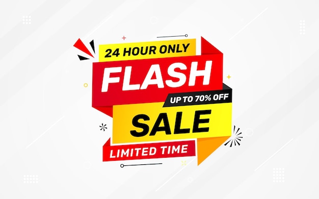 Banner de venta flash para la web o las redes sociales plantilla de promoción de banner de venta con etiqueta de descuento limitada