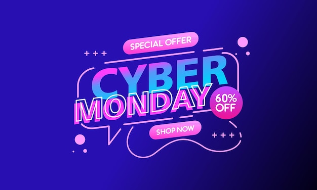 Banner de venta de Gradient Cyber Monday aislado en un fondo oscuro
