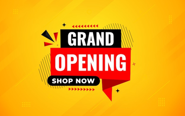 Banner de venta de gran apertura plantilla de banner de venta de grande apertura para sitios web de redes sociales comercialización y publicidad de negocios Diseño vectorial abstracto de gran apertura Ilustración