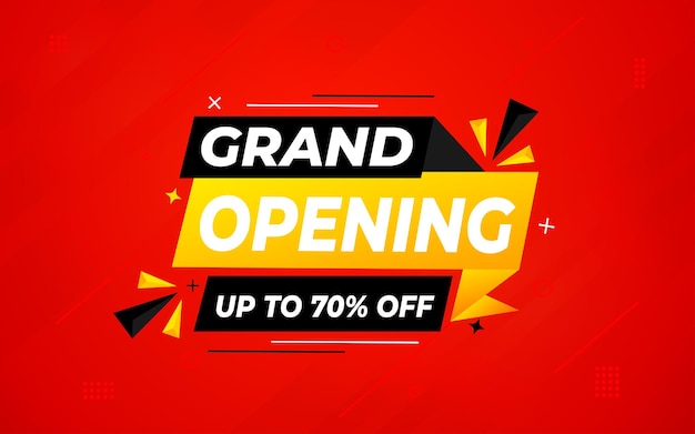 Banner de venta de gran apertura plantilla de banner de venta de grande apertura para sitios web de redes sociales comercialización y publicidad de negocios Diseño vectorial abstracto de gran apertura Ilustración