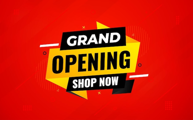 Banner de venta de gran apertura plantilla de banner de venta de grande apertura para sitios web de redes sociales comercialización y publicidad de negocios Diseño vectorial abstracto de gran apertura Ilustración