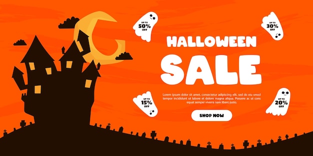 Vector banner de venta de halloween