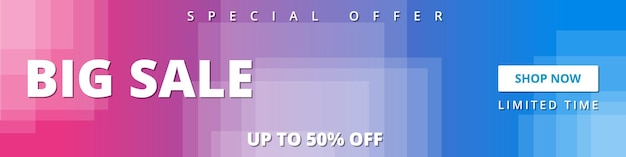 Banner de venta horizontal de color ancho