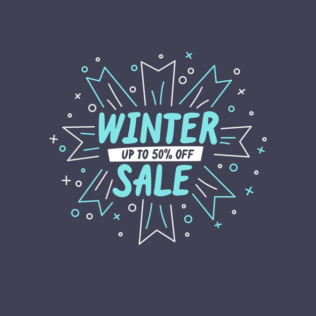 Banner de venta de invierno Cartel original para descuento Fondo brillante con texto