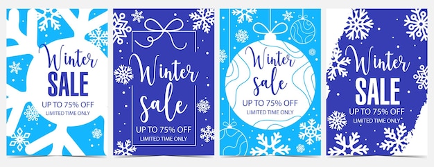 Banner de venta de invierno para la temporada de descuento de vacaciones de Navidad o Año Nuevo.