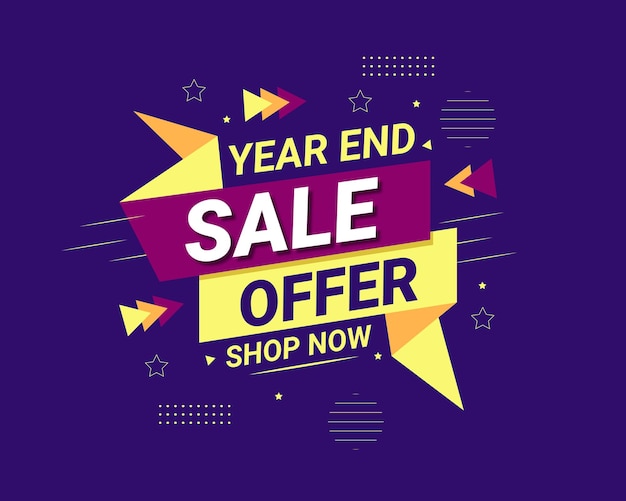 banner de venta de liquidación de fin de año con formas geométricas