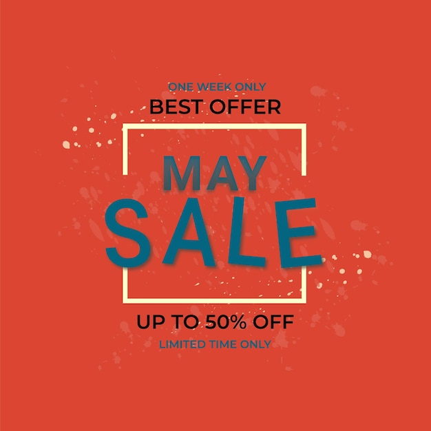 Banner de venta de mayo signo de precio de oferta de venta banner vectorial de pincel texto de descuento vector