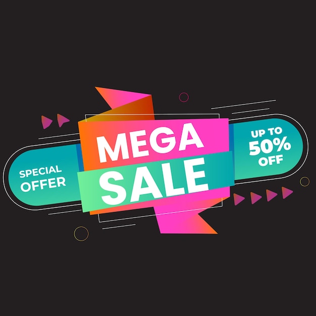 Banner de venta mega 3D realista moderno con descuento plano fondo de ilustración vectorial abstracto Temp