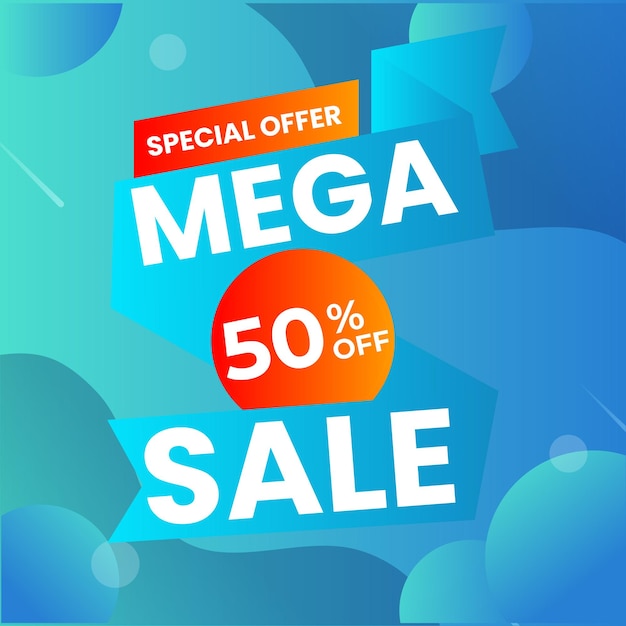 Banner de venta mega 3D realista moderno con descuento plano fondo de ilustración vectorial abstracto Temp