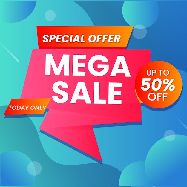 Banner de venta mega 3D realista moderno con descuento plano fondo de ilustración vectorial abstracto Temp