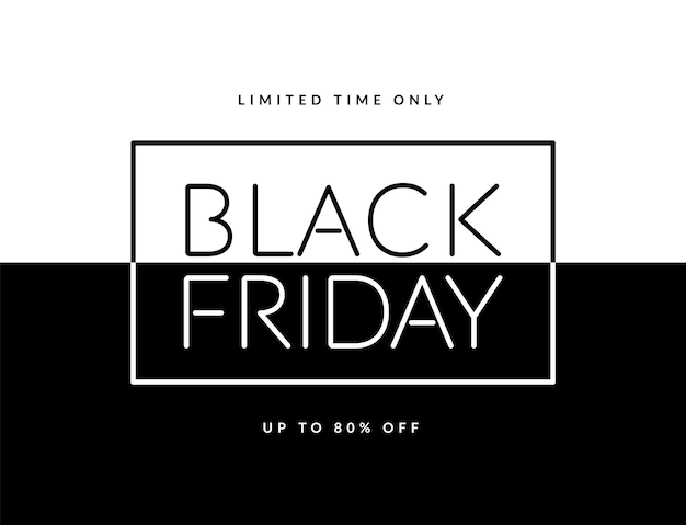 Vector banner de venta minimalista del viernes negro plantilla en blanco y negro para la promoción publicitaria moderna