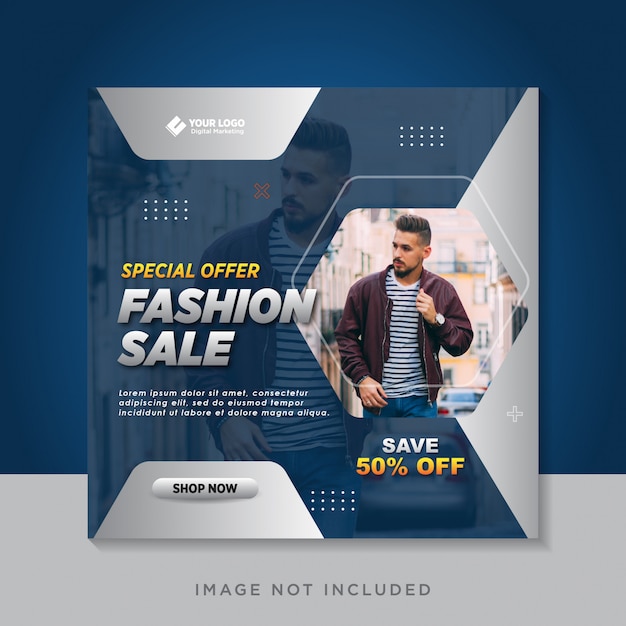 Banner de venta de moda o folleto cuadrado para plantilla de publicación en redes sociales