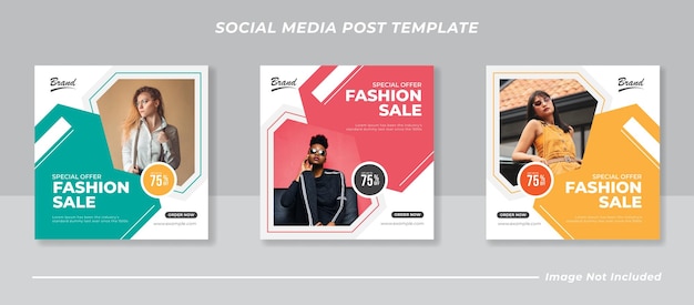 Banner de venta de moda o folleto cuadrado para plantilla de publicación en redes sociales