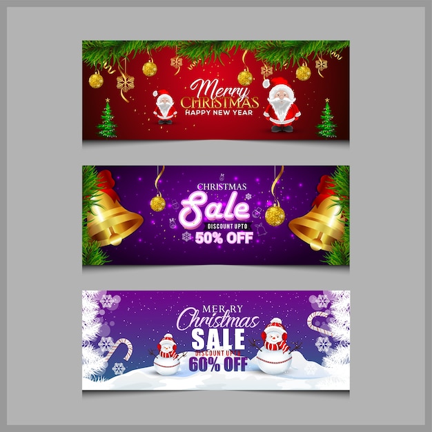 Banner de venta de navidad y tarjeta de felicitación