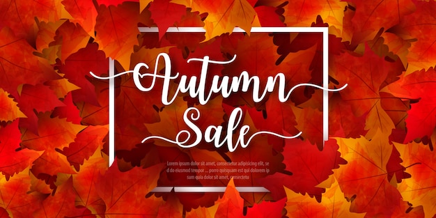 Banner de venta otoño decorar con hojas