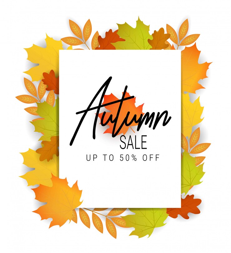 Banner de venta de otoño. oferta ilustracion Hojas de otoño