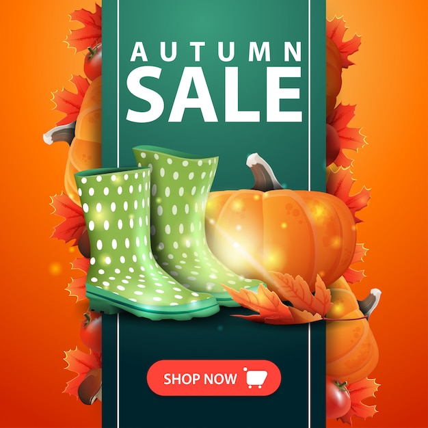 Banner de venta otoño web con cinta