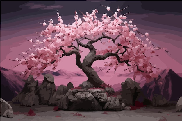 Vector banner de venta de primavera con fondo de flor de cerezo