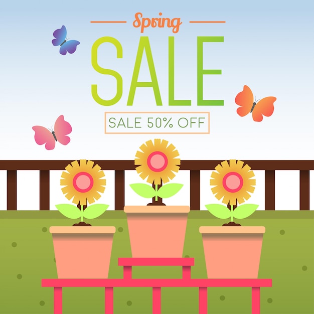 Vector banner de venta de primavera