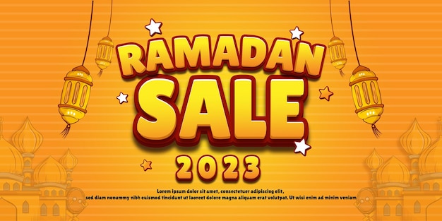 Banner de venta de ramadán con efecto de texto