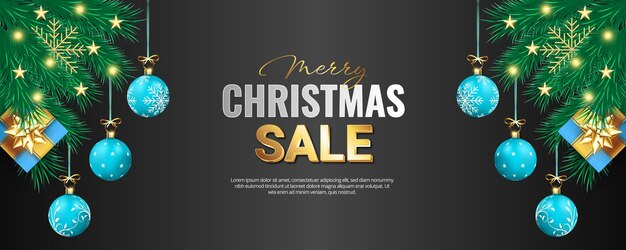 Banner de venta realista de feliz Navidad