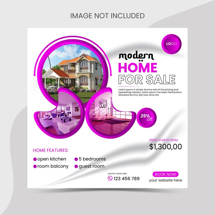 Banner de venta de redes sociales de la plaza de la propiedad de la casa de bienes raíces para la historia de instagram