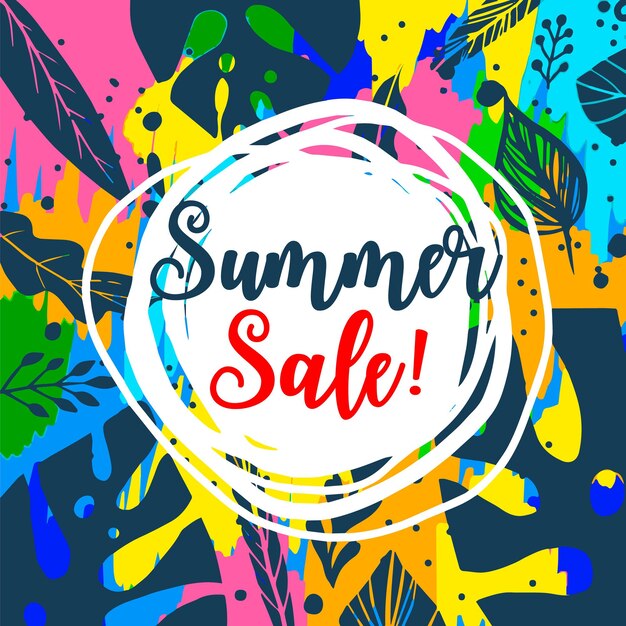 Banner de venta de verano, cartel. Ilustración de vector de plantilla tropical de moda