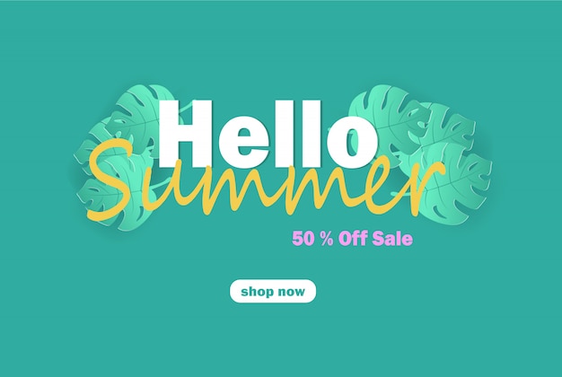 Vector banner de venta de verano con corte de papel