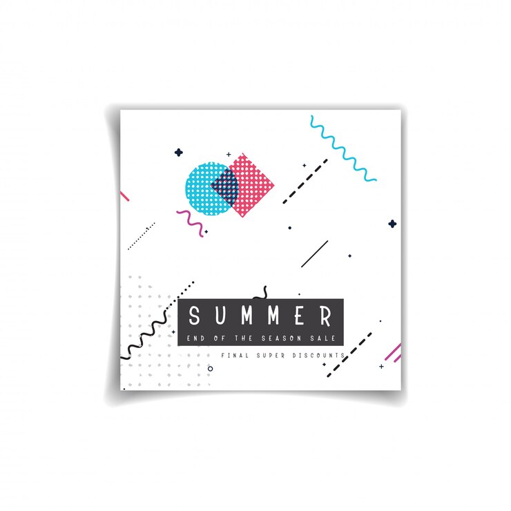 Vector banner de venta de verano decorar con diseño de memphis