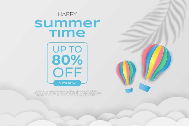 Vector banner de venta de verano en estilo papercut