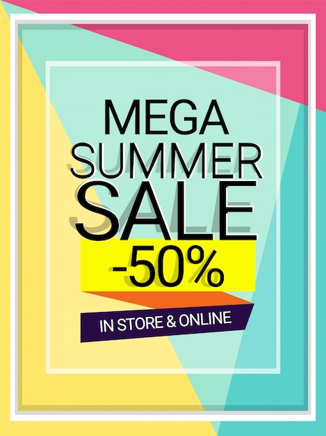 Vector banner de venta de verano mega, cartel de venta