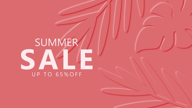 banner de venta de verano moderno con hoja tropical