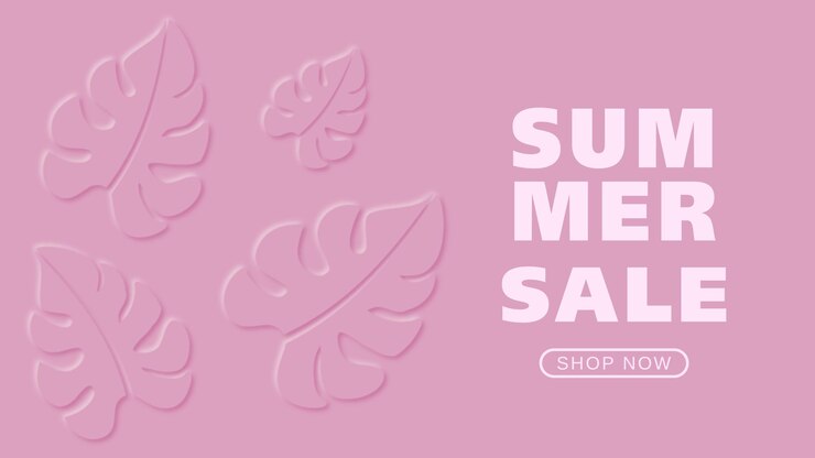 Vector banner de venta de verano rosa con estilo de corte de papel de tema tropical