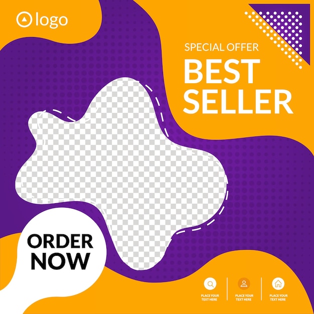 Banner de venta de viajes de Instagram púrpura y amarillo