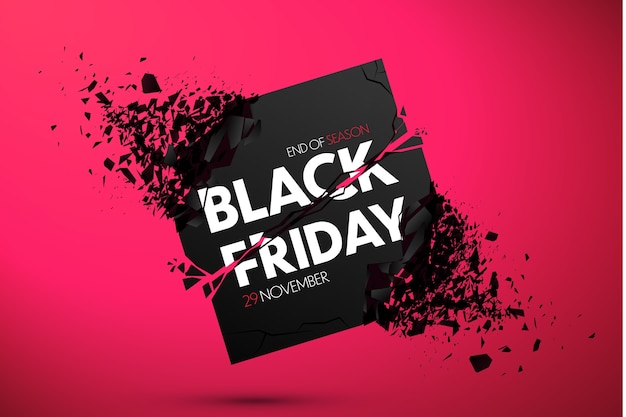 Banner de venta de viernes negro con efecto explosivo