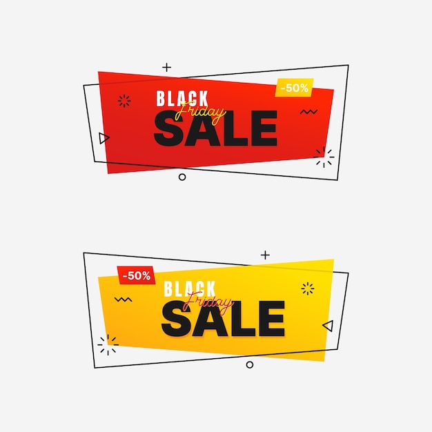 Banner de venta de viernes negro en estilo geométrico de moda