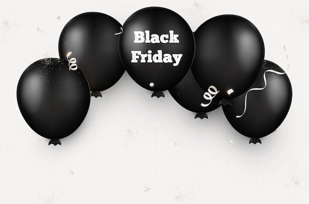 Banner de venta de viernes negro con globo