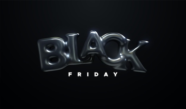 Banner de venta de viernes negro con letrero de letras de globo de goma negro