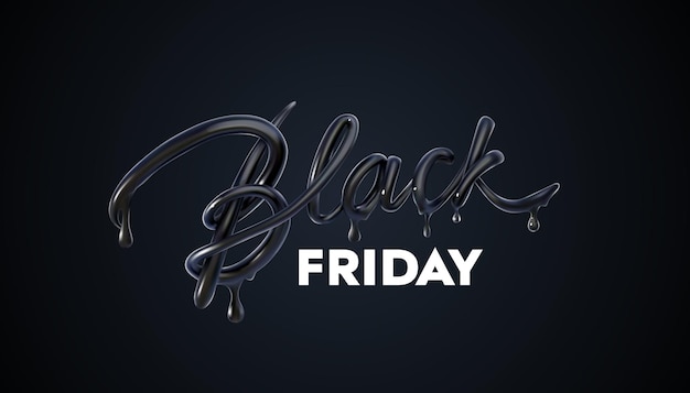 Banner de venta de viernes negro con letrero negro de letras 3d goteado